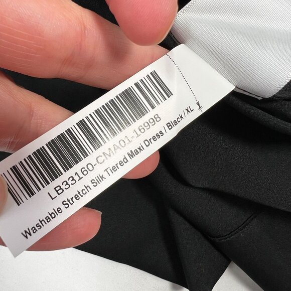Quince Washable Stretch Silk Tiered Maxi Dress Short Sleeve Black XL - Picture 15 of 15
